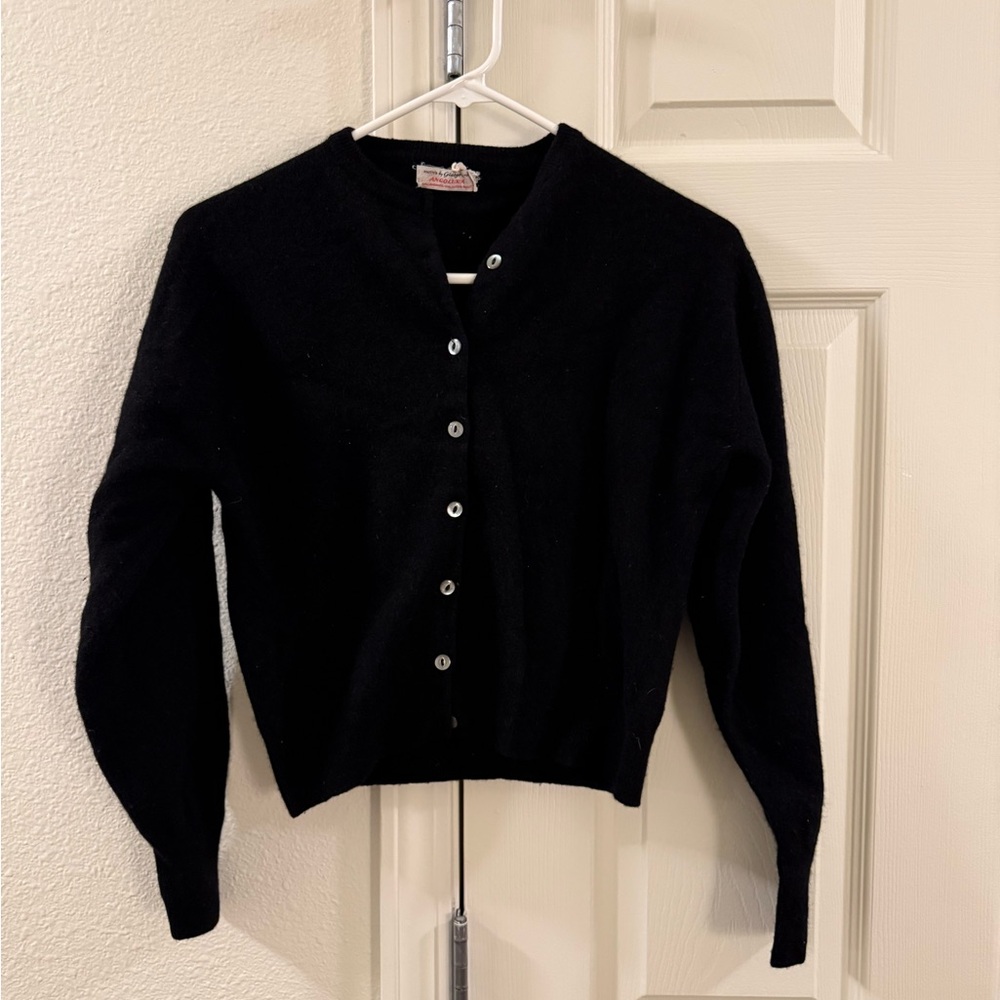 Glasgo Angolura Black Button Cardigan Wool and Angora